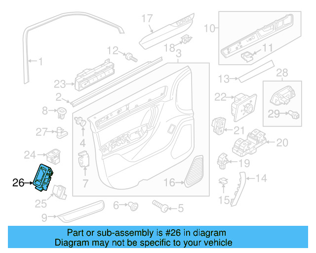 Lift Gate Switch Bezel 1K8-959-527-C-9B9 - View 5