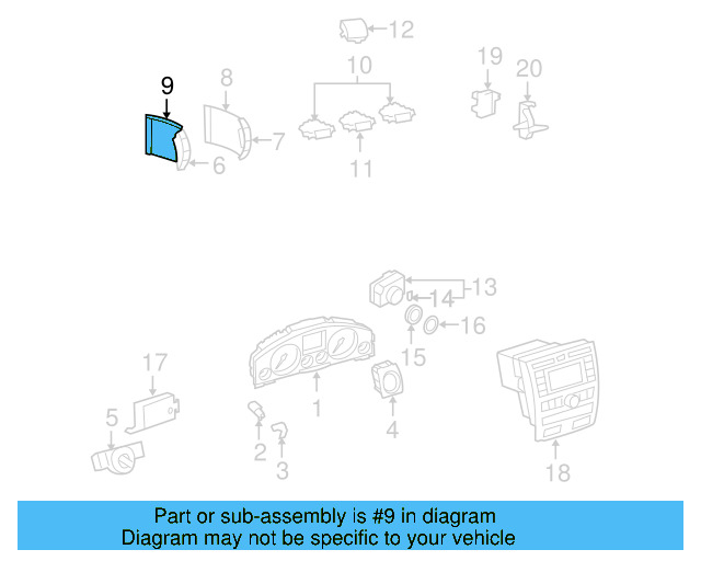 Switch Panel 3D1-959-117-E-5W8 - View 3