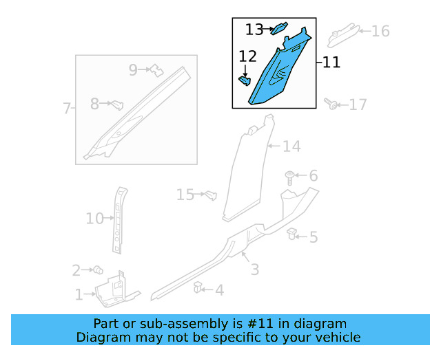 Upper Center Pillar Trim 3G8-868-417-B-2JZ - View 3