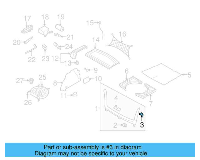 Rear Trim Panel Retainer 7M3-827-649 - View 6