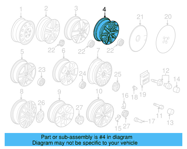 Wheel, Alloy 1K0-601-025-BC-8Z8 - View 2