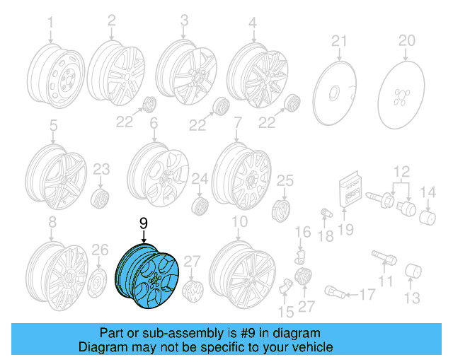 Wheel, Alloy 1K0-601-025-BA-16Z - View 17