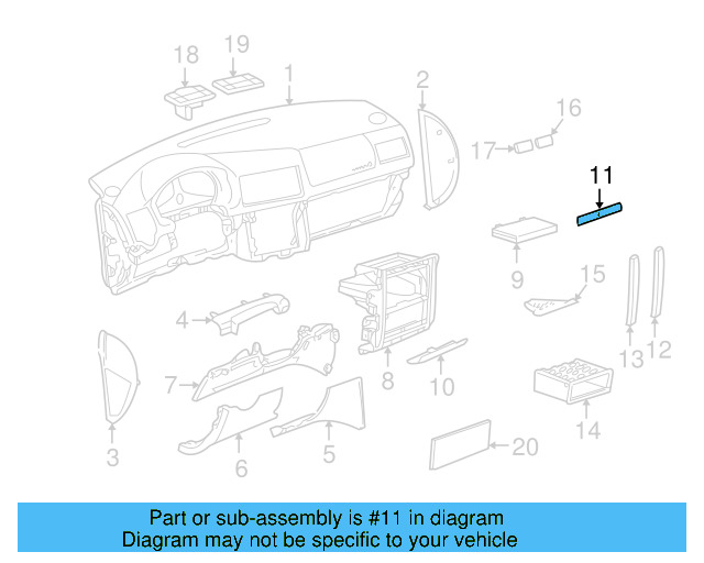 Upper Trim 1J0-858-607-A-1SG - View 2