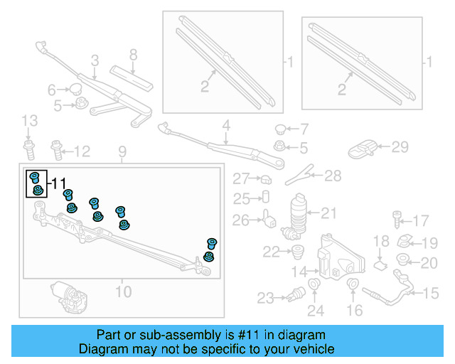 Wiper Linkage Mount Kit 7L0-998-754 - View 6