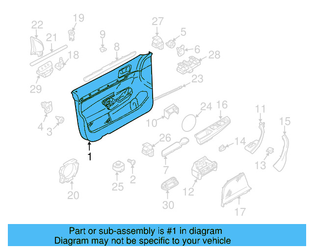 Door Interior Trim Panel 1K4-867-011-LR-YJW - View 3