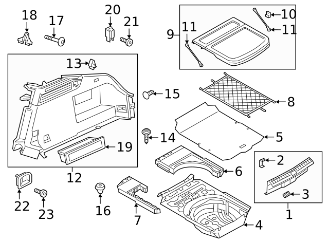 Trunk Trim Panel Clip 701-867-299-E-9B9 - View 14