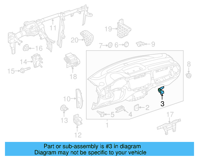 Console Body Center Bracket 5N0-867-190 - View 3