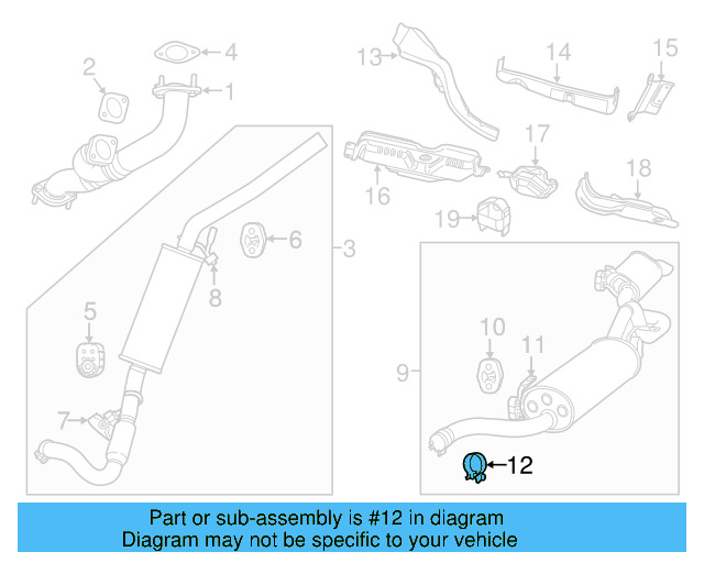 Muffler & Pipe Clamp 7B0-253-141-A - View 3