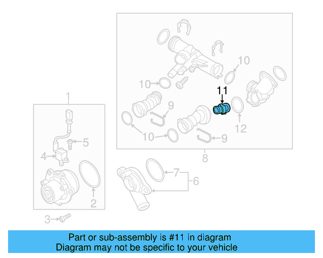 Engine Coolant Thermostat 04L-121-113-D - View 6