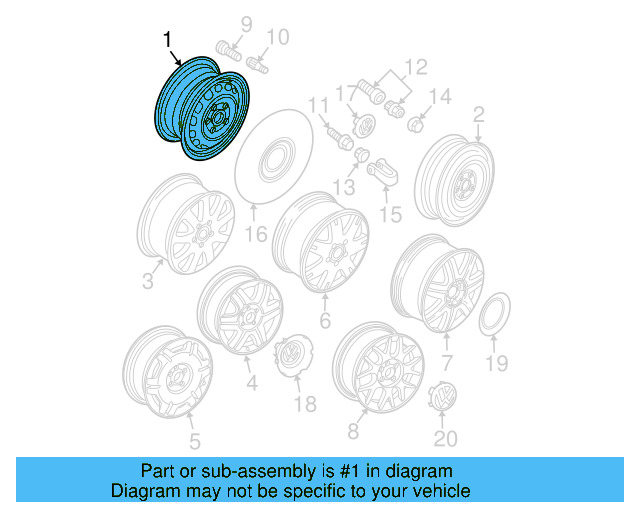 Wheel, Steel 3B0-601-027-D-03C - View 7