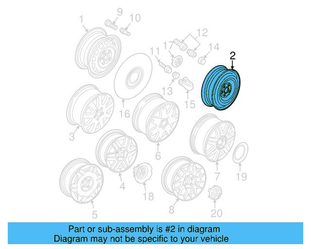 Wheel, Steel 3B0-601-027-D-03C - View 8