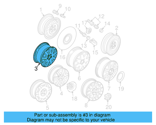 Wheel, Steel 3B0-601-027-D-03C - View 12