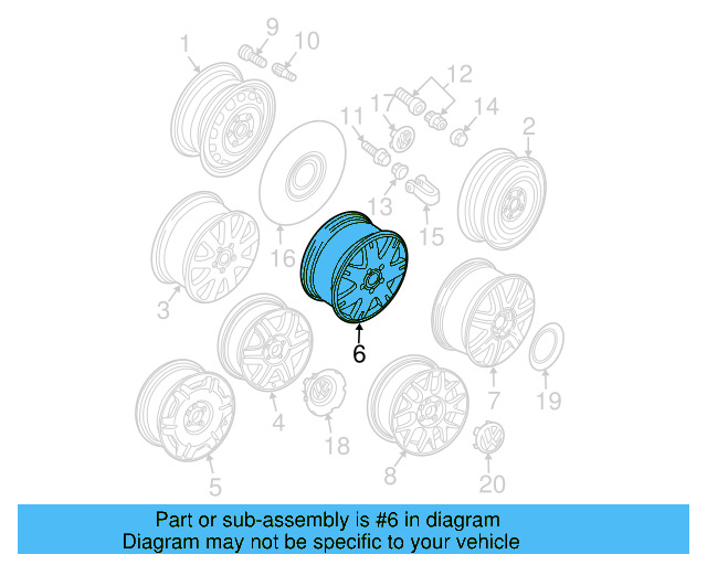 Wheel, Alloy 3B0-601-025-T-8Z8 - View 7