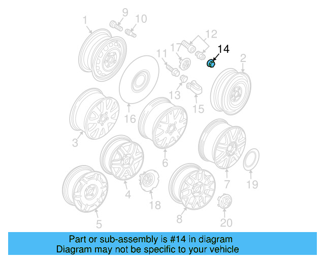 Wheel Bolt Cap 1K0-601-173-A-9B9 - View 50