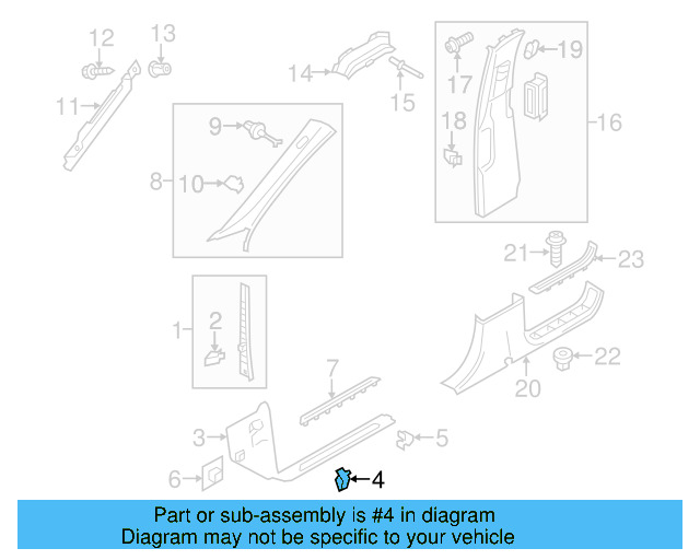 Front Sill Plate Retainer 7L0-867-208-A - View 22