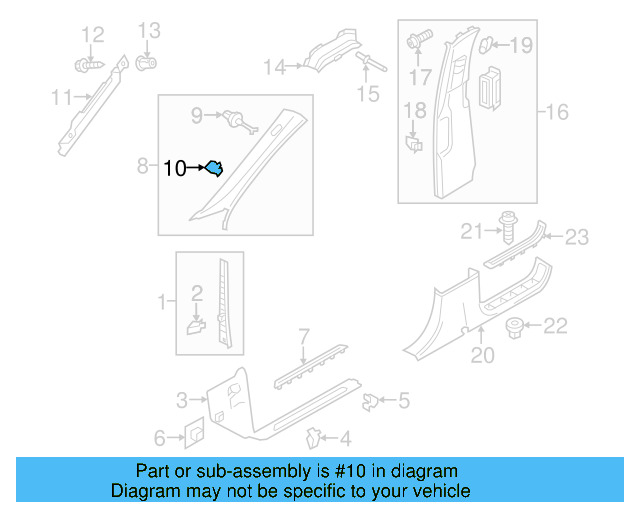 Windshield Pillar Trim Clip 5N0-880-385-A - View 6
