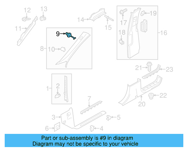 Windshield Pillar Trim Clip 5N0-880-385-A - View 5