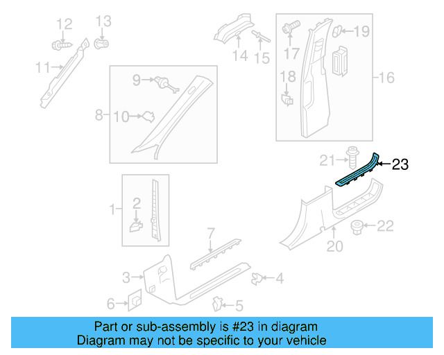 Lower Center Pillar Trim Insert 7P0-853-793-3G4 - View 3