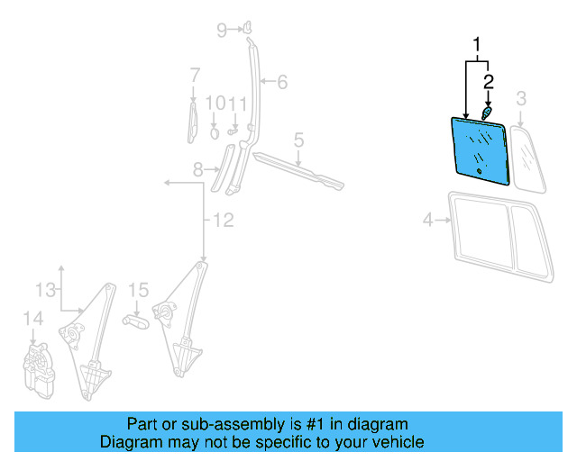 Movable Glass 1J9-845-025-G - View 2