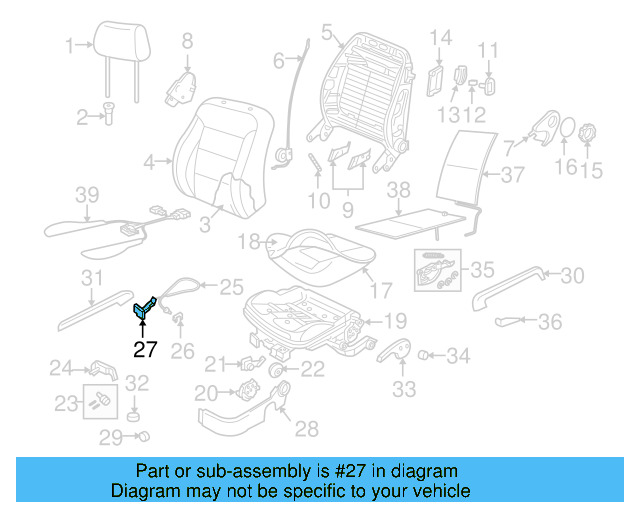 Seat Track Adjust Handle 1J0-881-254-E-B41 - View 17