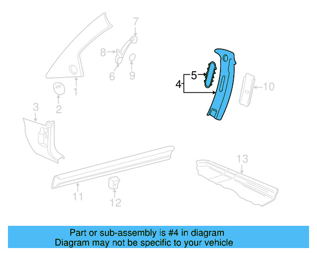 Quarter Pillar Trim 1C0-867-287-H-6N6 - View 4