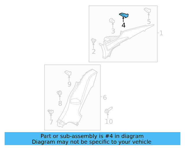 Upper Center Pillar Trim Clamp 4A0-867-276-C - View 12