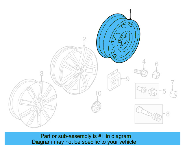 Wheel, Alloy 1K0-601-025-N-8Z8