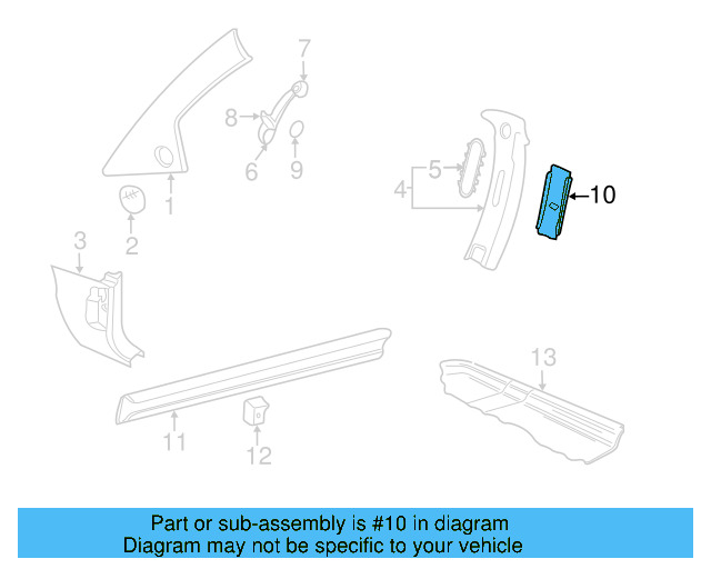 Center Pillar Trim Cover 1J0-868-337-Y20 - View 4