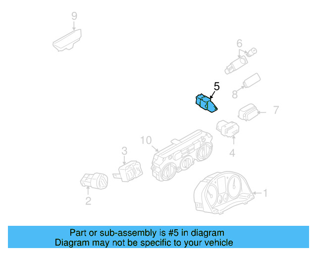 Hazard Switch 1K0-953-509-A - View 3