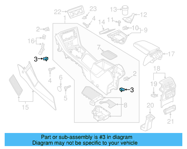 Console Body Center Bracket 5N0-867-190 - View 20