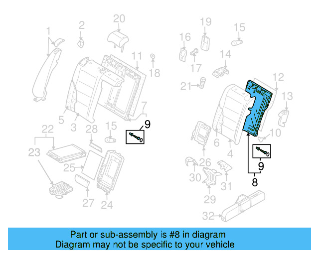 Seat Back Cover 1K5-885-806-DG-NVH - View 11