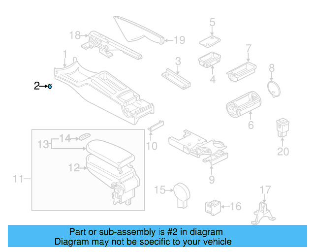Rear Console Cover 1J0-863-276-B-2QL - View 5