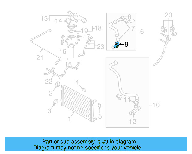 Cooling System Bypass Line Adapter 1J0-122-291