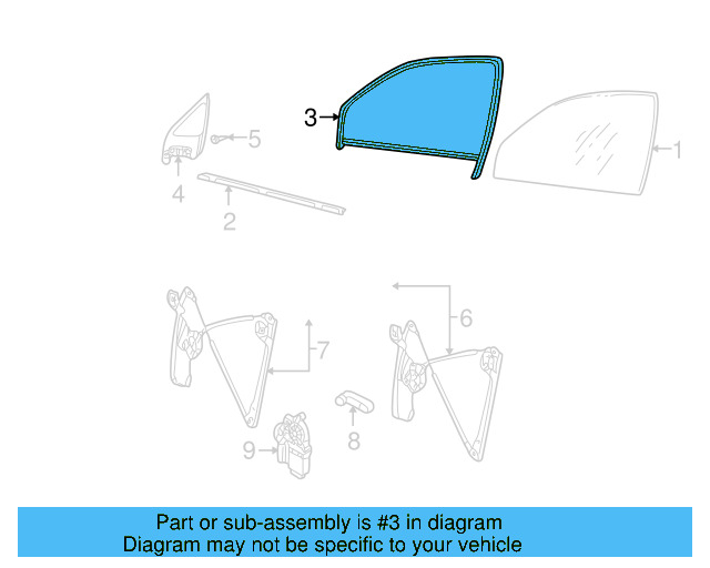 Window Guide 1J3-837-432-A-B41 - View 3