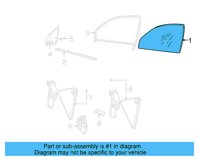 Door Glass 1J4-845-202-G - View 3