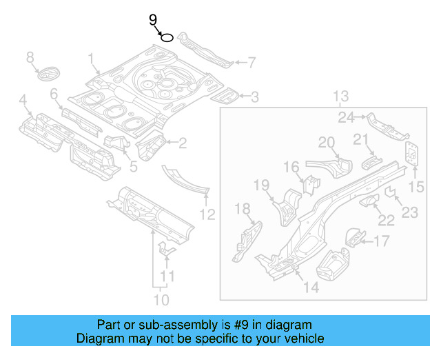 Rear Floor Pan Retainer 1T0-803-274 - View 10