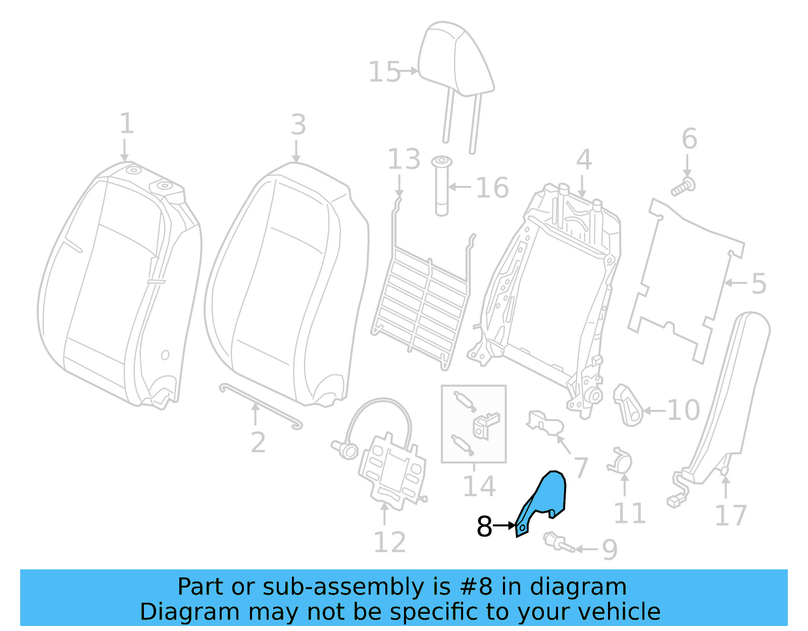 Seat Back Panel Cap 17A-881-480-82V - View 3