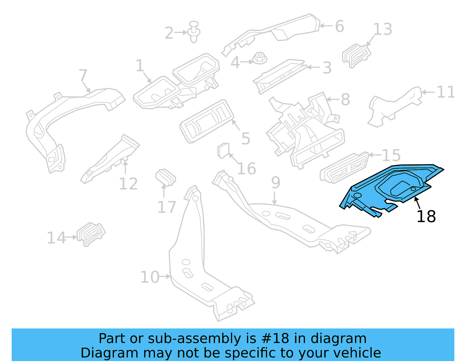Instrument Panel Air Duct Bracket 17B-819-593-D - View 3