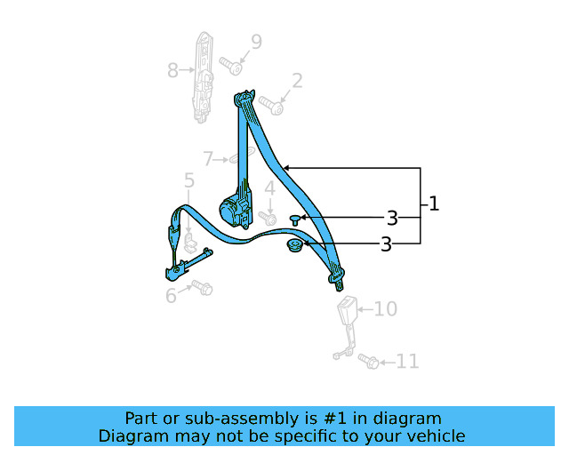 Seat Belt Lap And Shoulder Belt 3CN-857-706-G-RAA - View 7