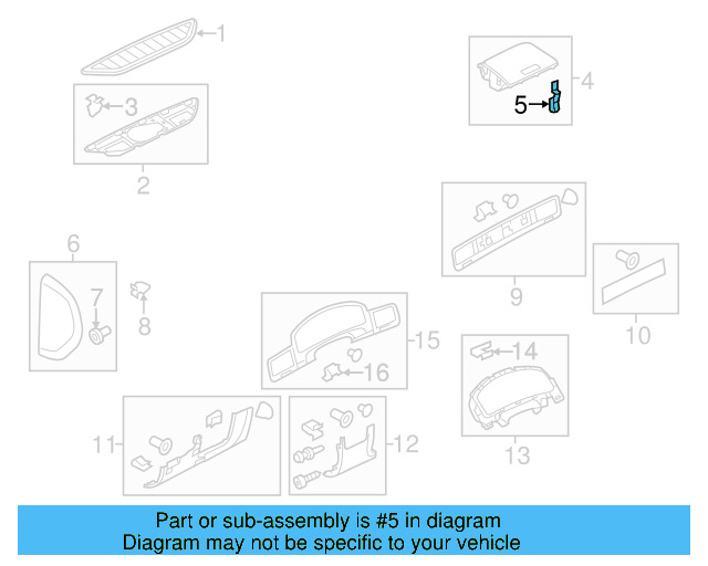 Center Cover Clip 5M0-819-055-A - View 5