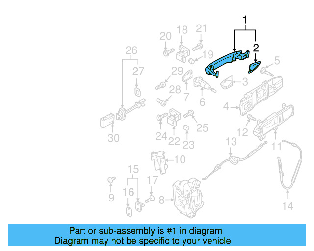 Handle, Outside (Unpainted) 1k8837206hgru - View 2