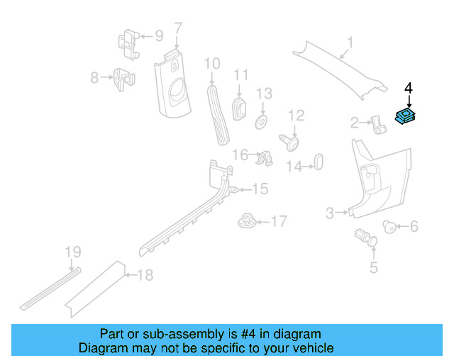 Kick Panel Trim Clip 1C0-867-207 - View 7