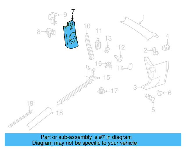 Upper Center Pillar Trim 5C5-867-243-G-82V - View 3