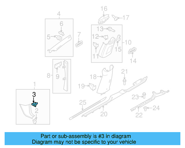 Kick Panel Trim Clip 3C0-864-247 - View 9