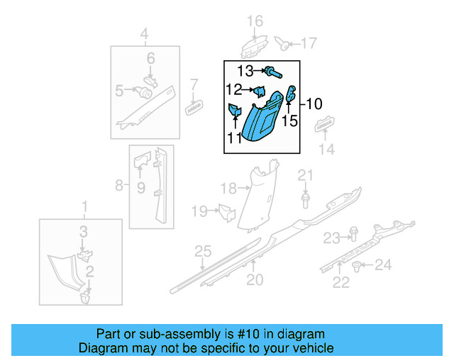 Upper Center Pillar Trim 3C8-868-417-C-5R0 - View 3
