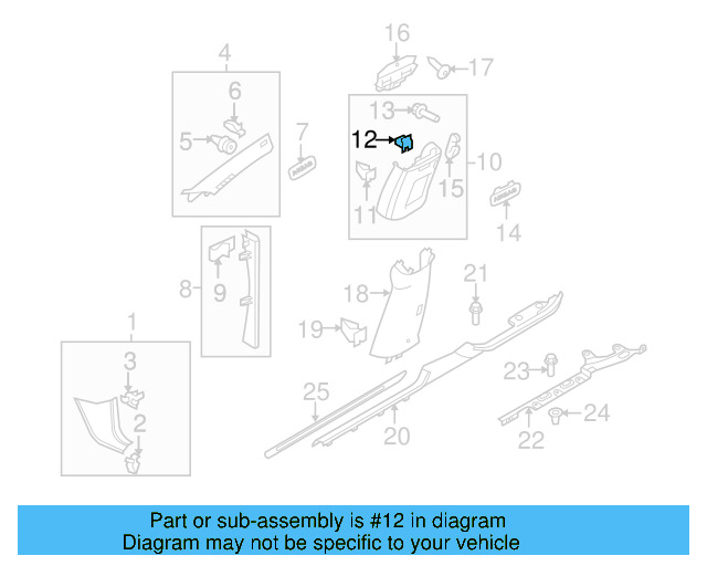 Upper Center Pillar Trim Clip 5N0-880-385 - View 9