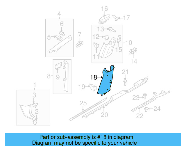 Lower Center Pillar Trim 3C8-867-297-C-9B9 - View 3