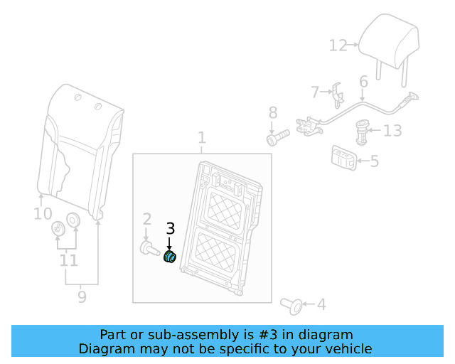 Seat Back Frame Grommet 3C0-885-677 - View 10