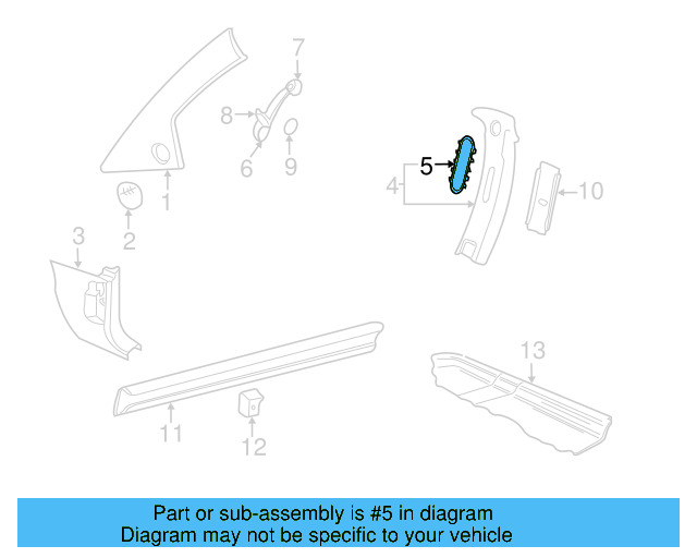 Center Pillar Trim Cover 1J0-868-337-Y20 - View 2