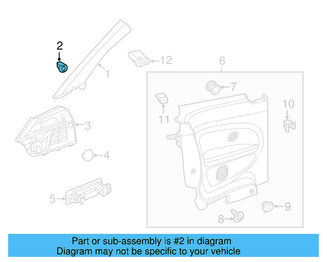 Upper Center Pillar Trim Retainer 3C0-867-632 - View 9